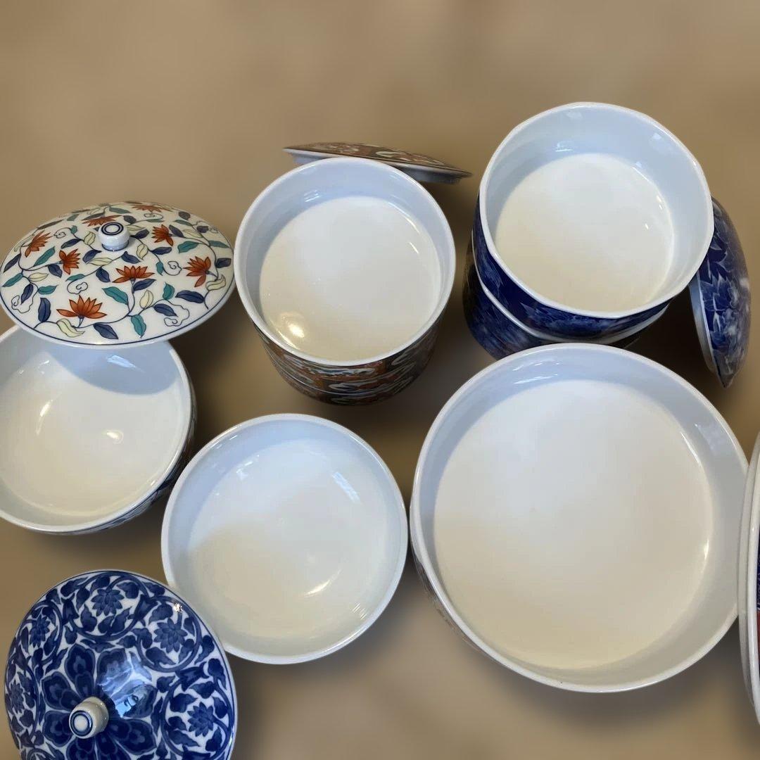 有田焼　庫山窯　魯山窯　陶器製　三段重　蓋付き容器　5セットおまとめ