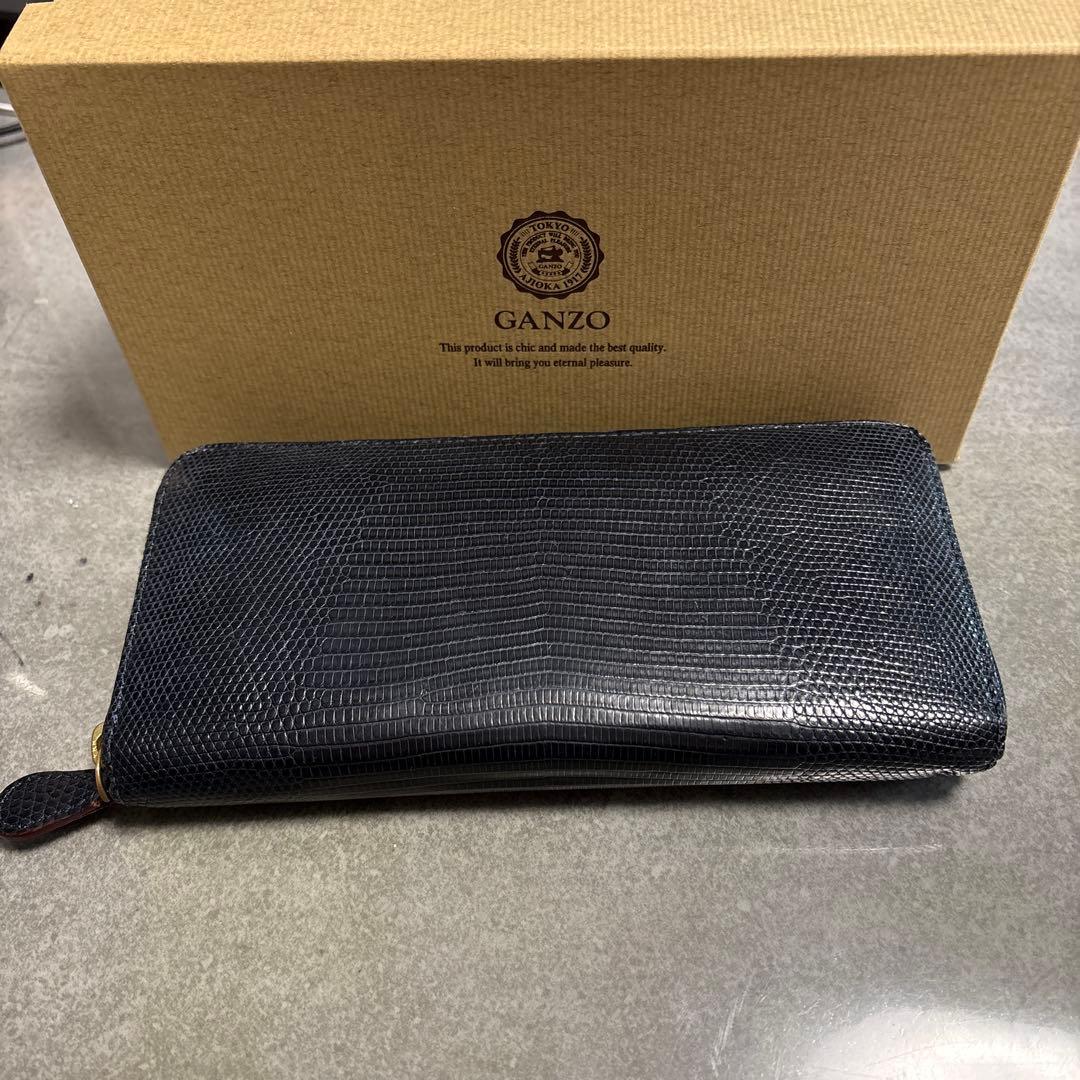 ガンゾGANZO リザード　ラウンドジップ長財布