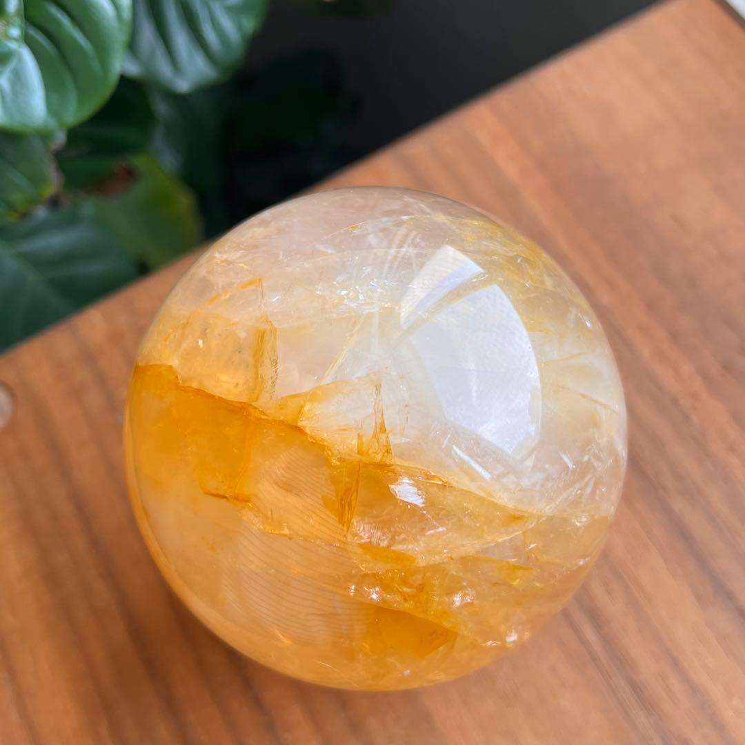 天然石スフィア 水晶ゴールデンヒラー 直径約75.6mmのスフィア