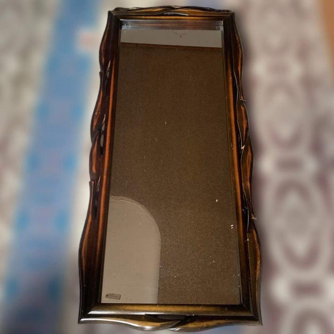 ローム★昭和レトロ★木製★アンティークデザイン。壁掛け。鏡。インテリア