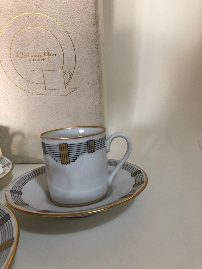 クリスチャン　ディオール　カップ&ソーサー3客　ゴドロン　未使用品