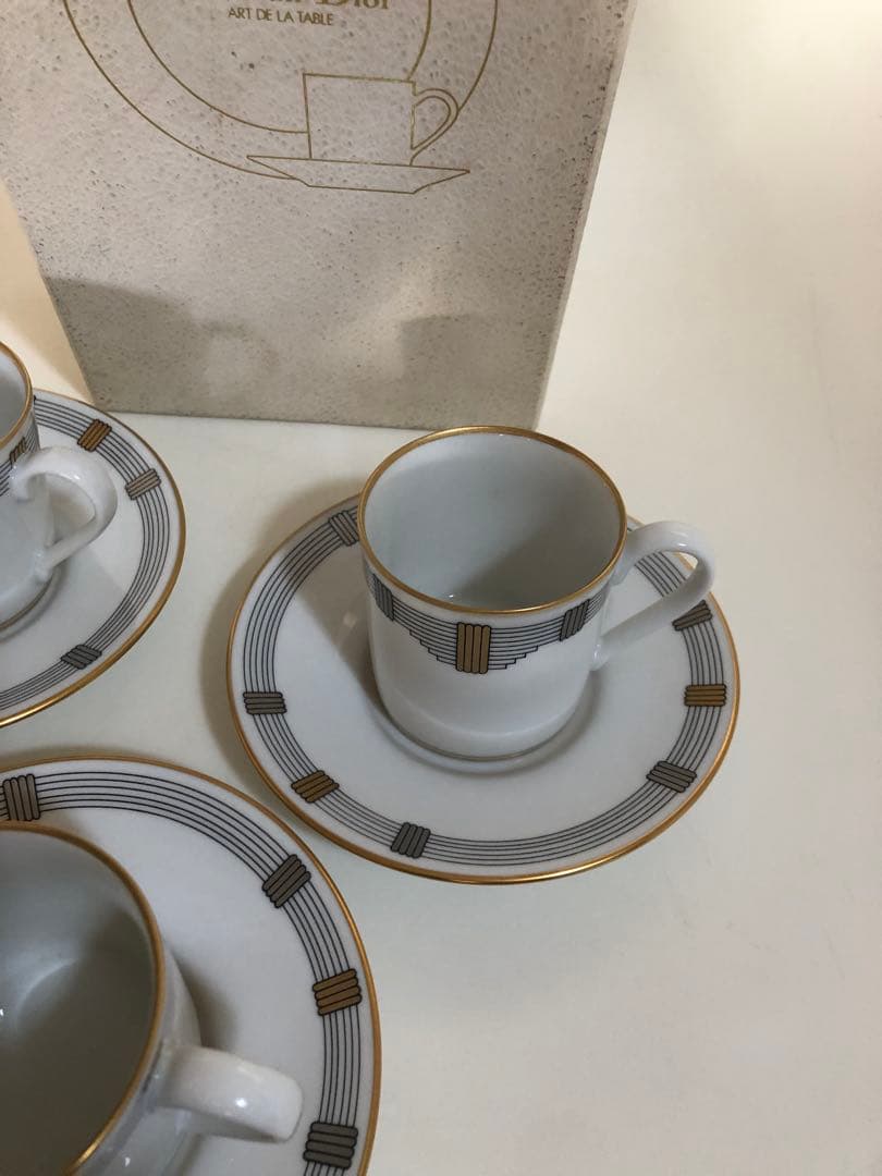 クリスチャン　ディオール　カップ&ソーサー3客　ゴドロン　未使用品