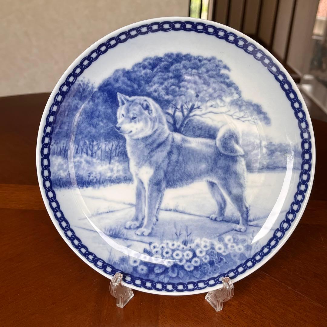 【未使用美品】デンマーク製　横浜タカラダ★柴犬★絵皿