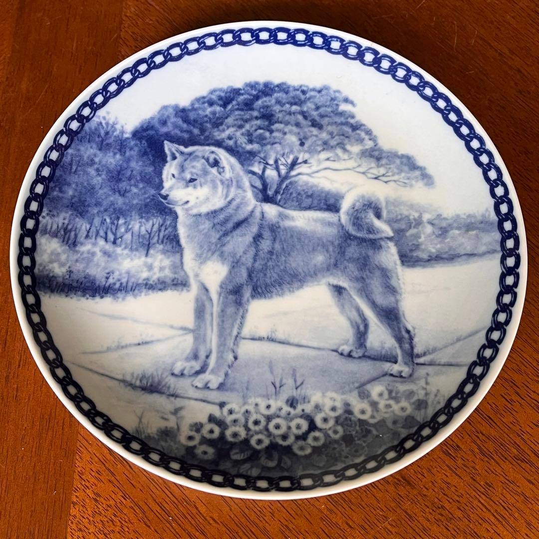 【未使用美品】デンマーク製　横浜タカラダ★柴犬★絵皿