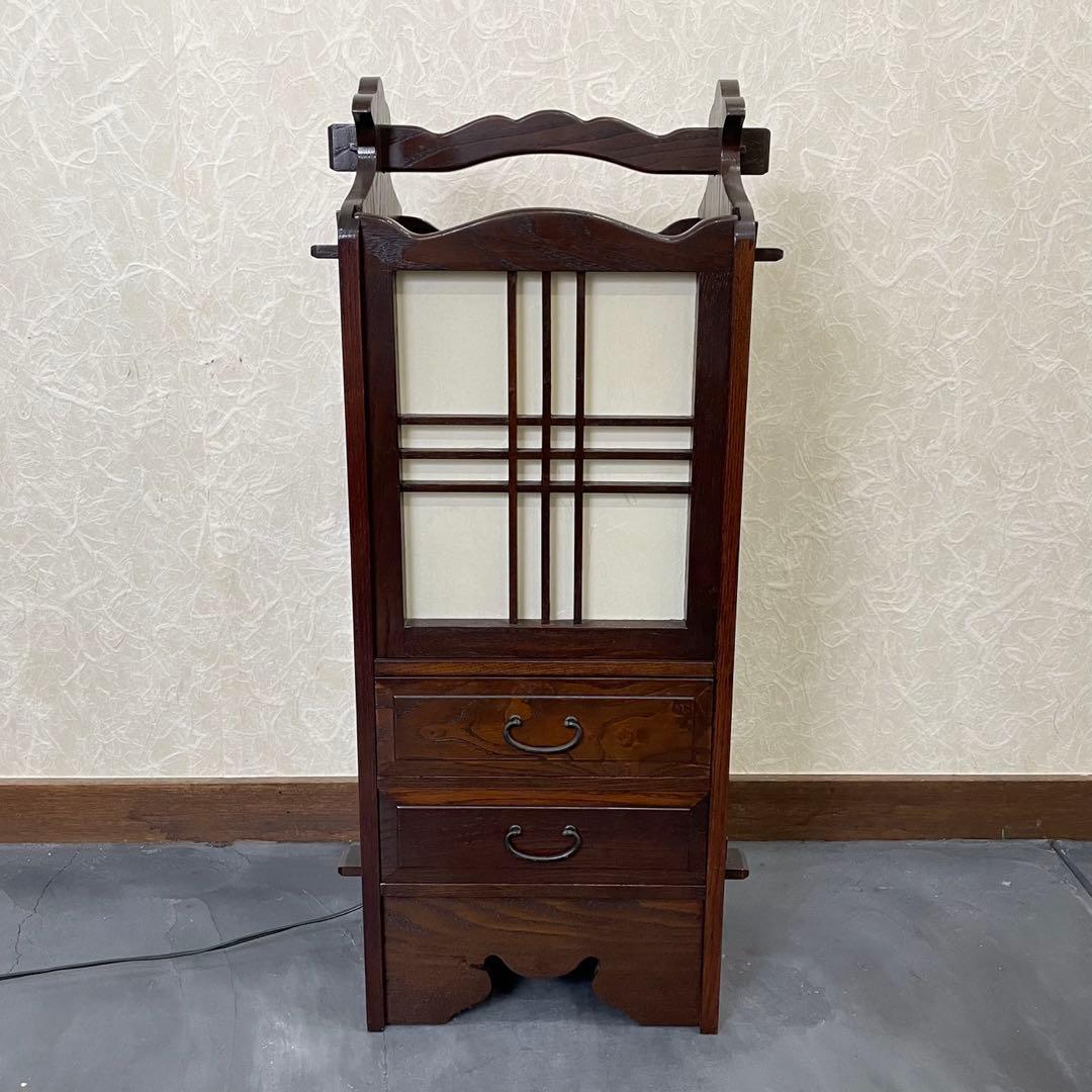 民藝家具　行灯　行燈　引き出し付き　間接照明　ランプ　古道具　ルームライト　照明