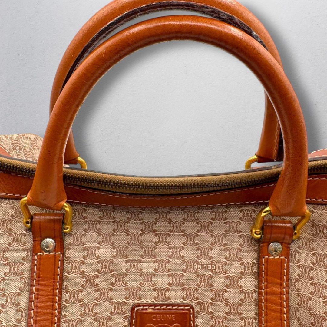 【ヴィンテージ】セリーヌ マカダム柄 ベージュ ボストンバッグ ハンドバッグ