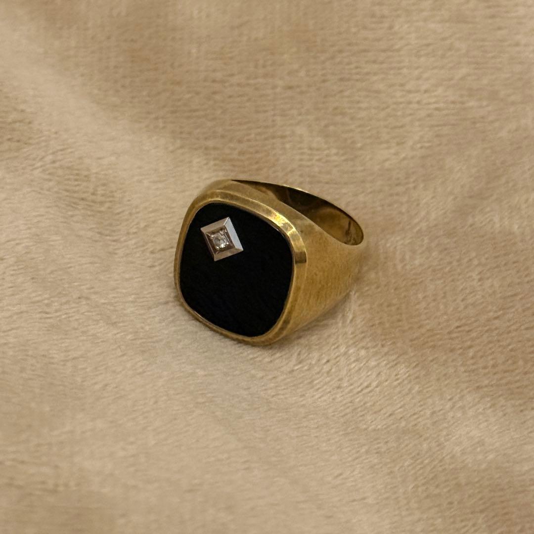 333刻印ゴールドオニキスダイヤモンドリング　ストリートHIPHOP21〜22号
