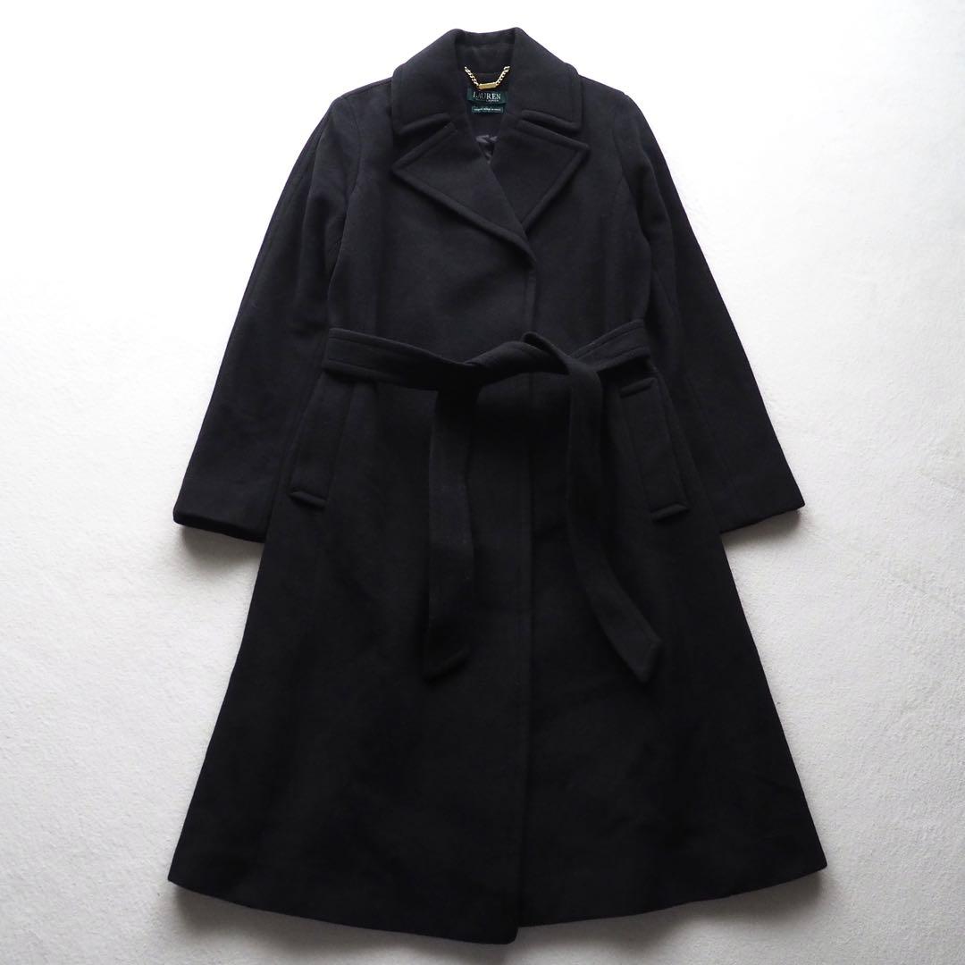 ローレン ラルフローレン イタリア生地 ウール カシミヤ ロングコート 黒