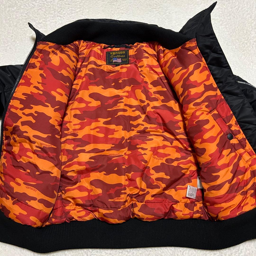 VANSON MA-1 フライトジャケット 裏地 シンサレート カモフラ 黒 S