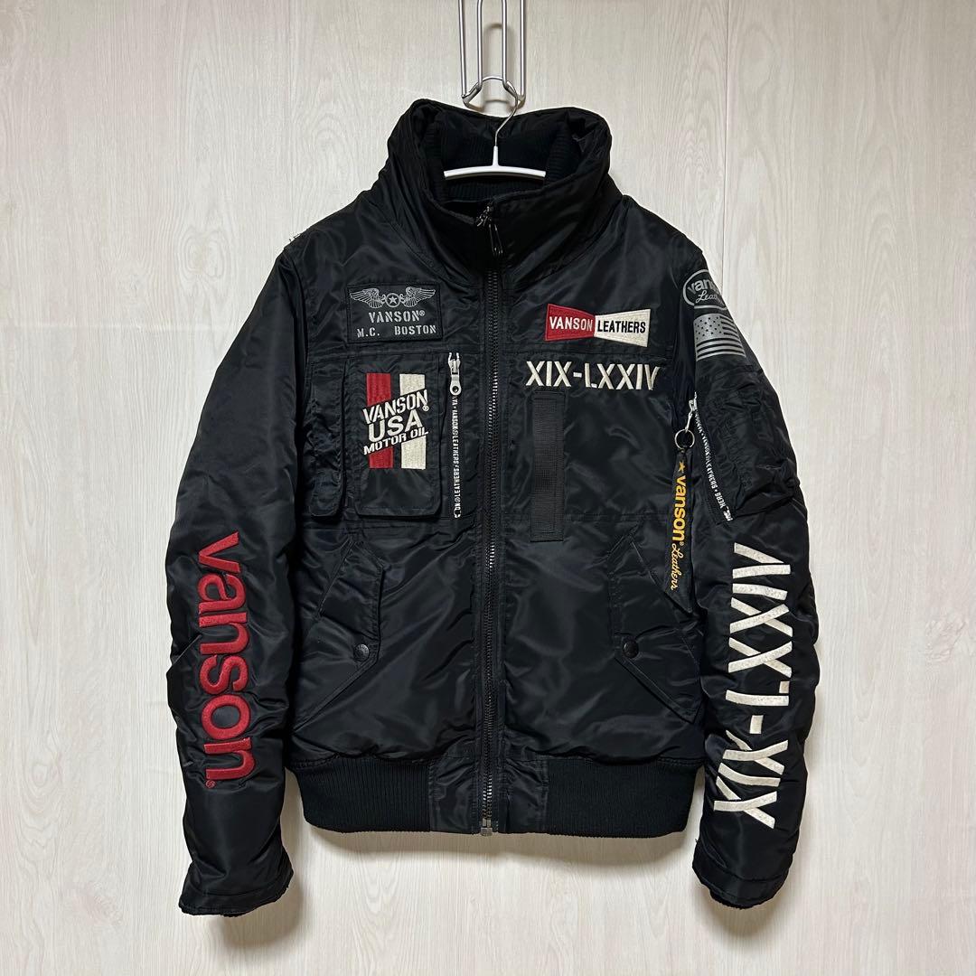 VANSON MA-1 フライトジャケット 裏地 シンサレート カモフラ 黒 S