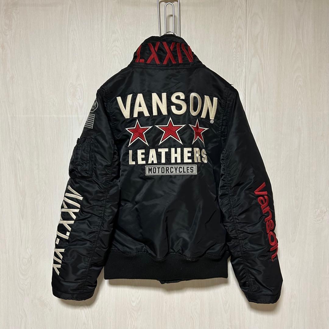 VANSON MA-1 フライトジャケット 裏地 シンサレート カモフラ 黒 S