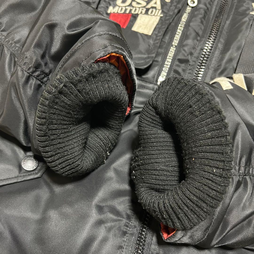 VANSON MA-1 フライトジャケット 裏地 シンサレート カモフラ 黒 S