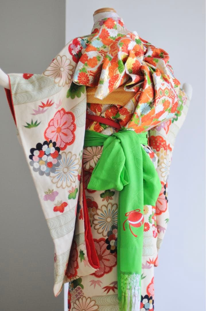 七五三 正絹 アンティーク フルセット 袋帯 7歳 5歳 ハーフ成人式 十三参り