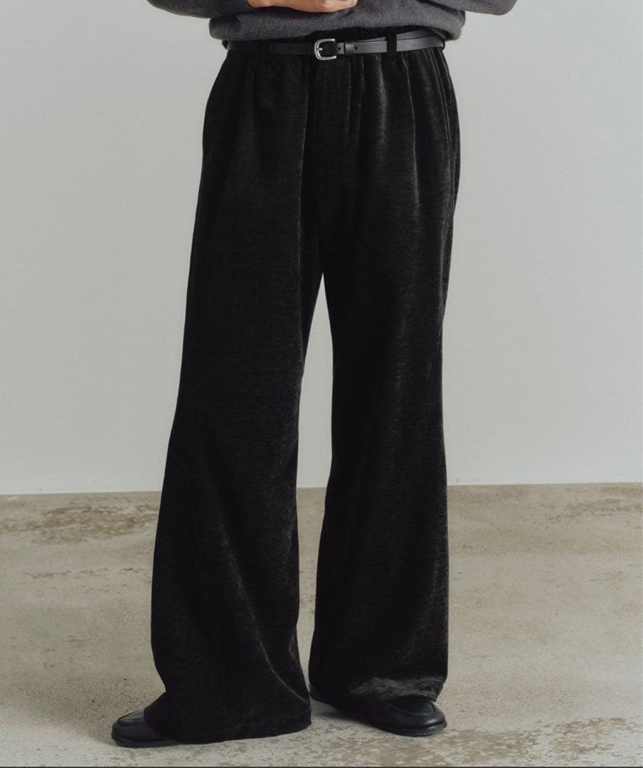パンツ WASHED VELVET CURVE CUT WIDE PANTS WYM