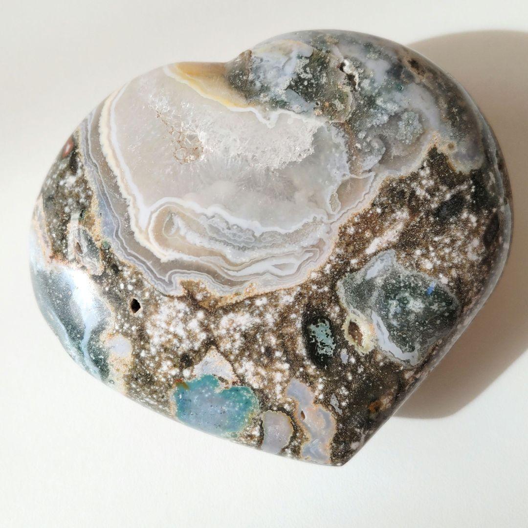 オーシャンジャスパー　ハート（大）　　　台座セット