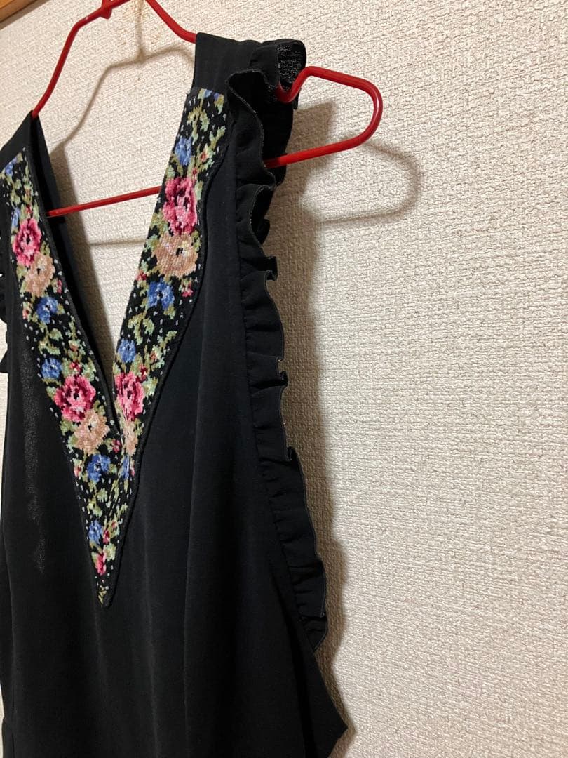 Lake Alster レイクアルスター バッククロスエプロン シュニール織 黒