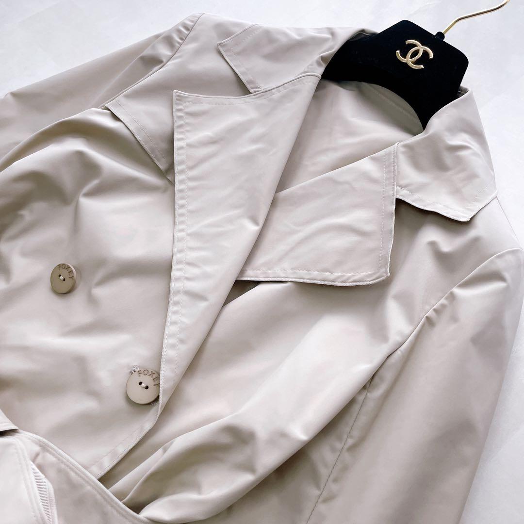 極美品✨フォクシー トレンチコート ダブルボタン ロゴ刻印 ベルト付き 40