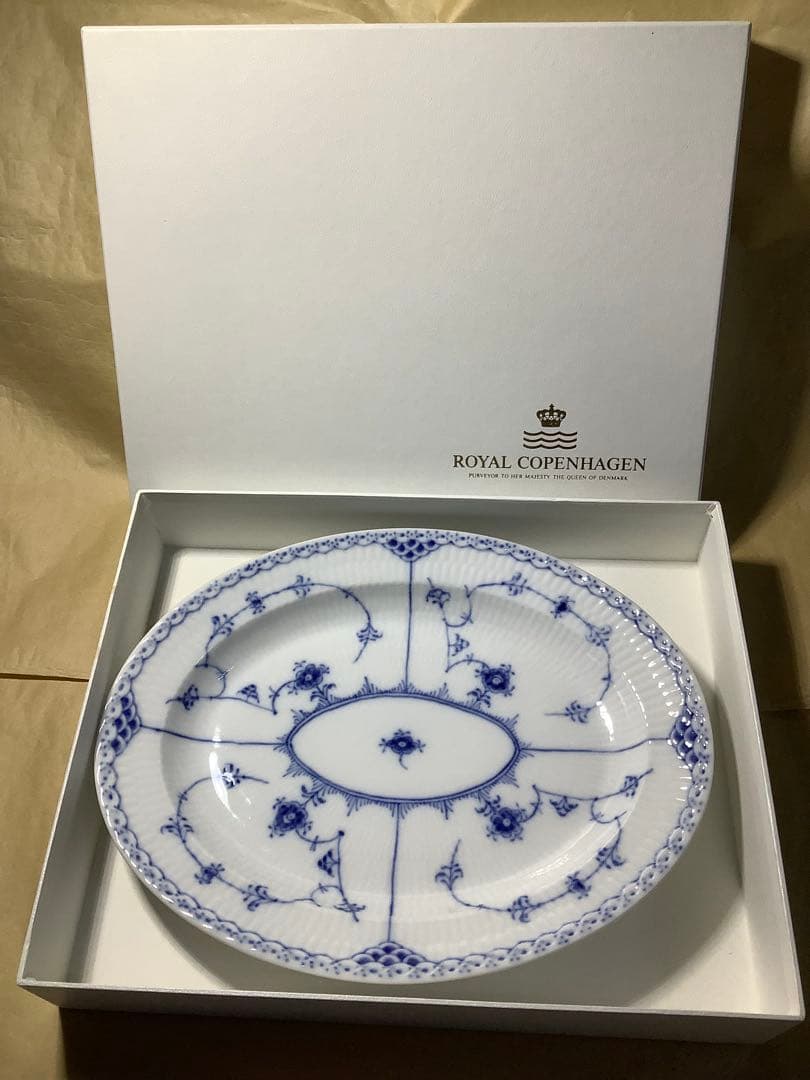 ロイヤルコペンハーゲン　ブルーフルーテッド ハーフレース(楕円30cm 中古品)