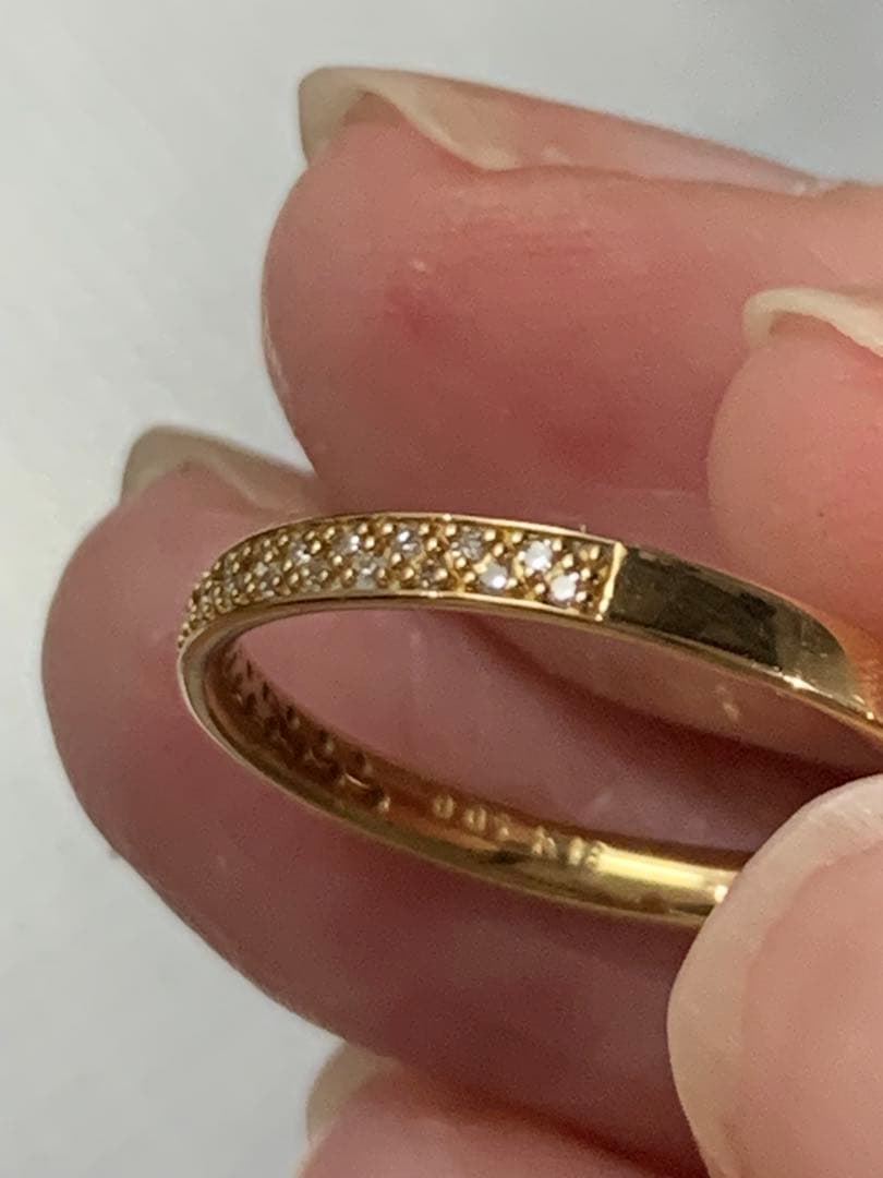 アガット agete K18 マイクロセッティングリング 9号