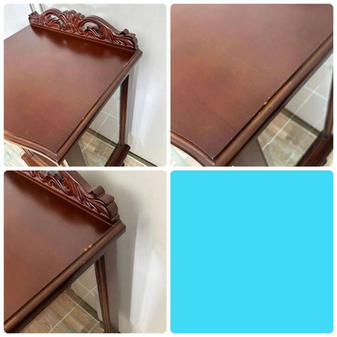 木製キャビネット 猫脚 アンティーク 彫刻 ガラスキャビネット 一点物 希少