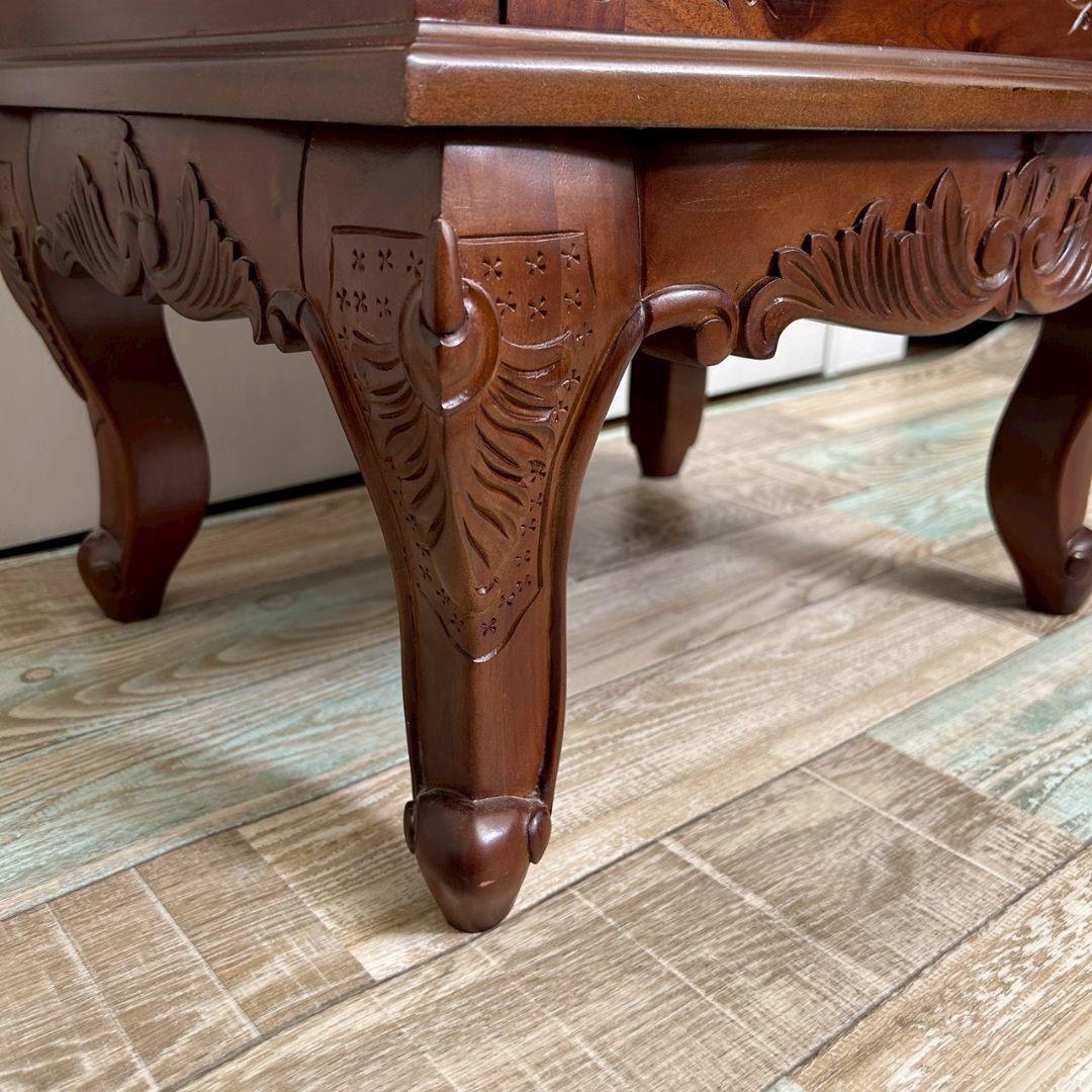 木製キャビネット 猫脚 アンティーク 彫刻 ガラスキャビネット 一点物 希少