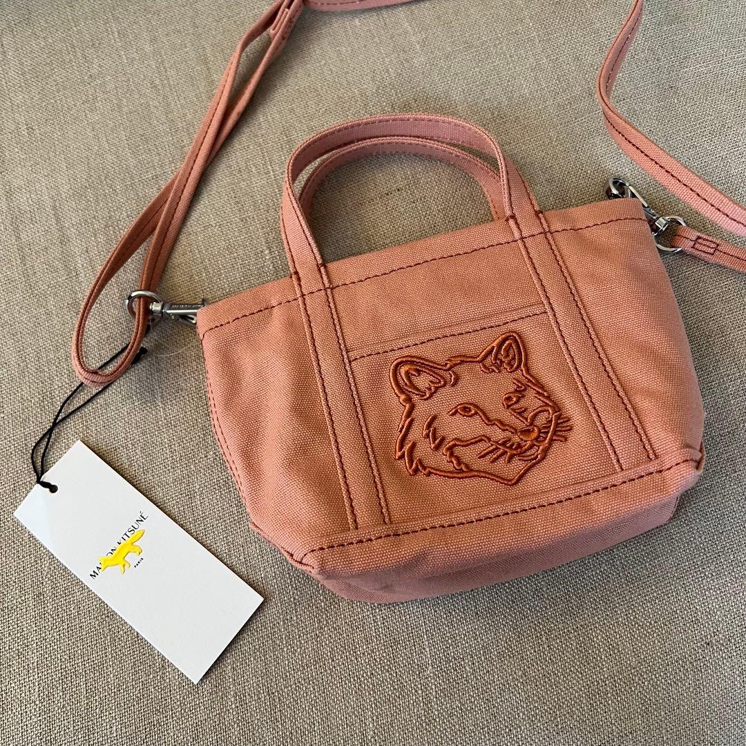 Maison Kitsuné ピンク ミニトートバッグ