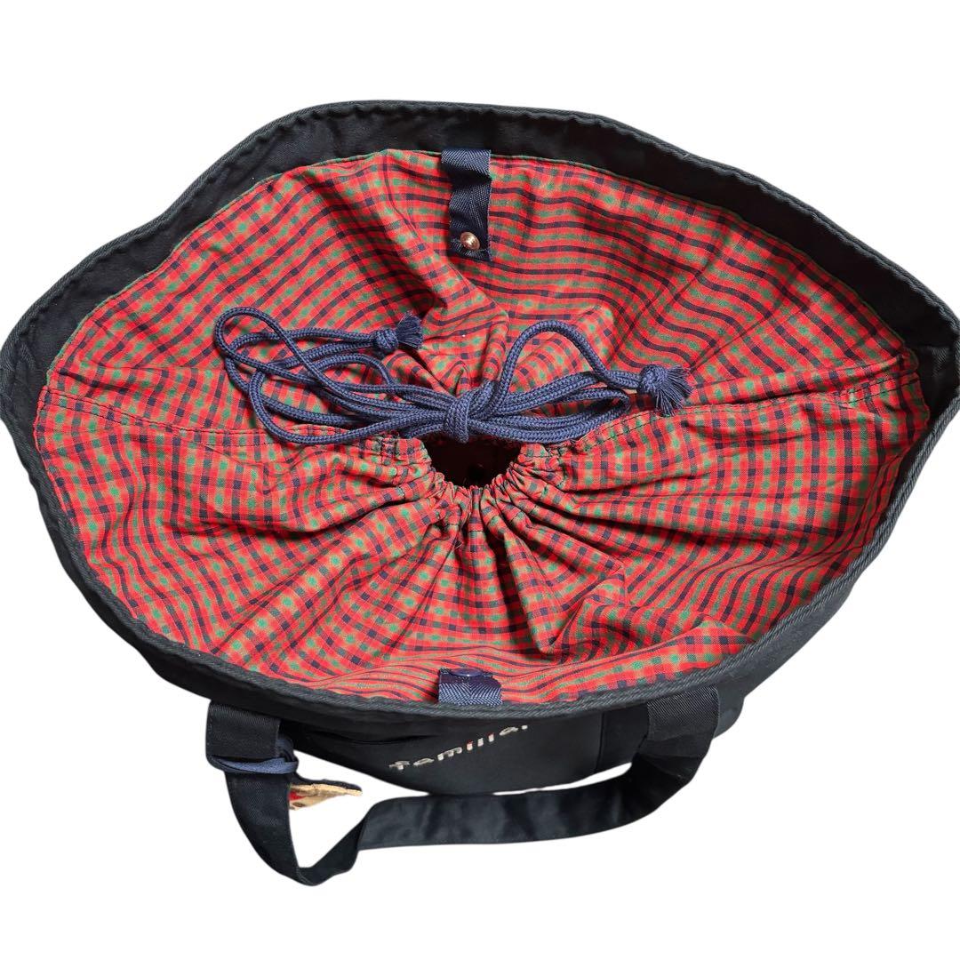 【美品】familiar マザーズバック ネイビー 赤チェック　インナーバック