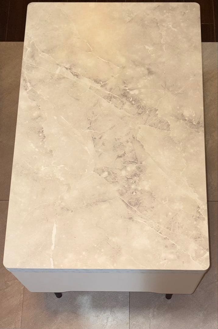 GraceNook ローテーブル センターテーブル 大理石調天板 収納付き