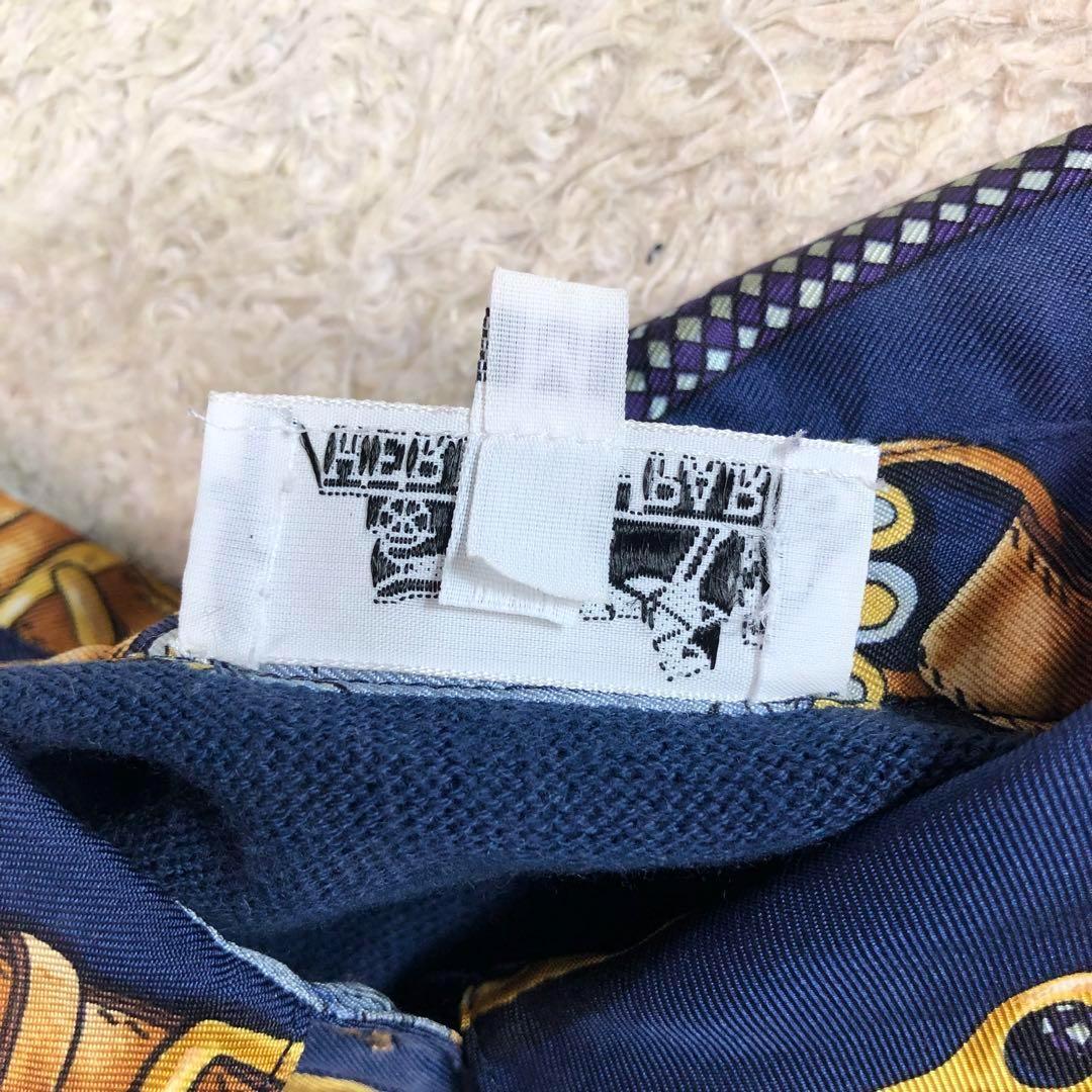 エルメス ヴィンテージ スカーフ柄 ポロシャツ ニット シルク カシミヤ M