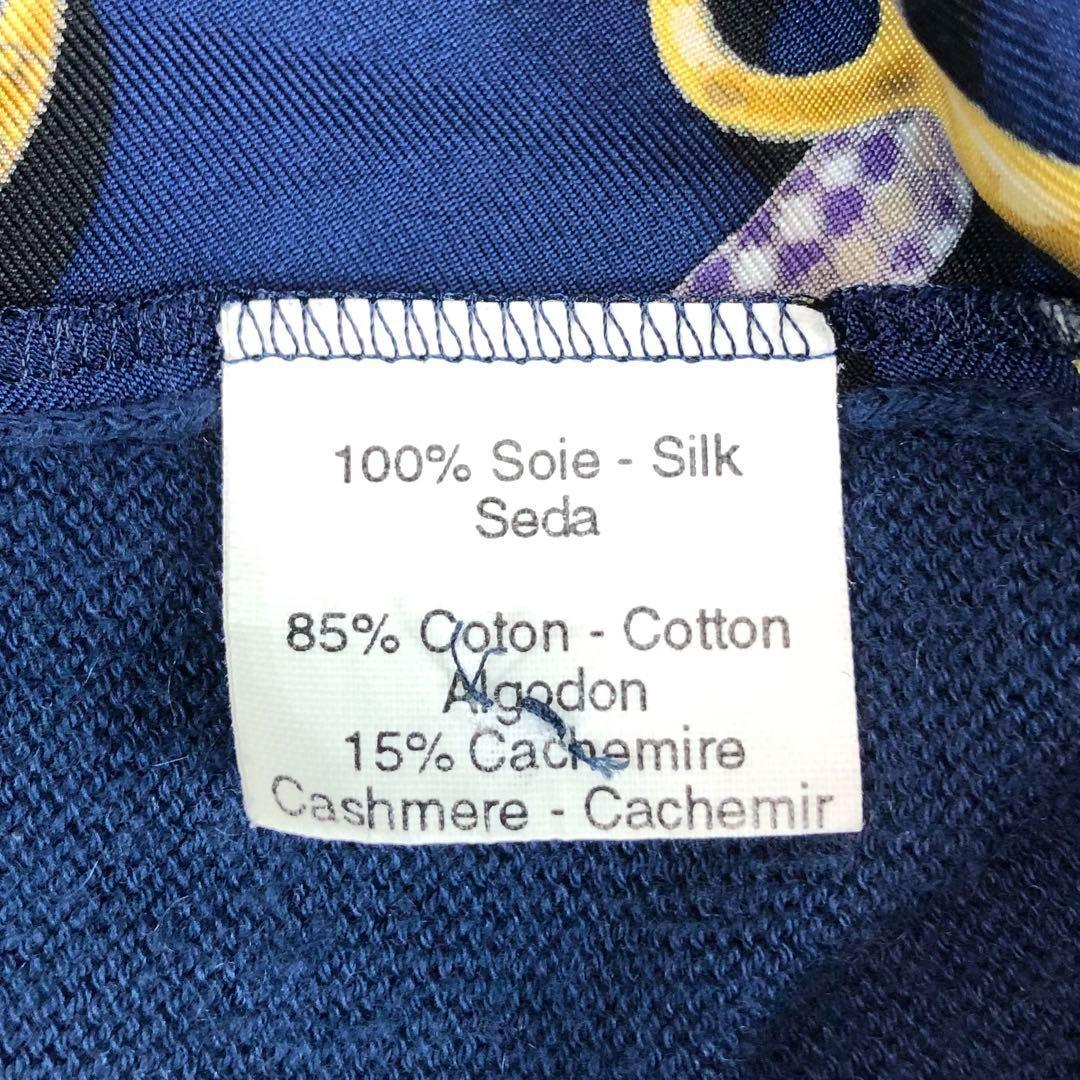 エルメス ヴィンテージ スカーフ柄 ポロシャツ ニット シルク カシミヤ M