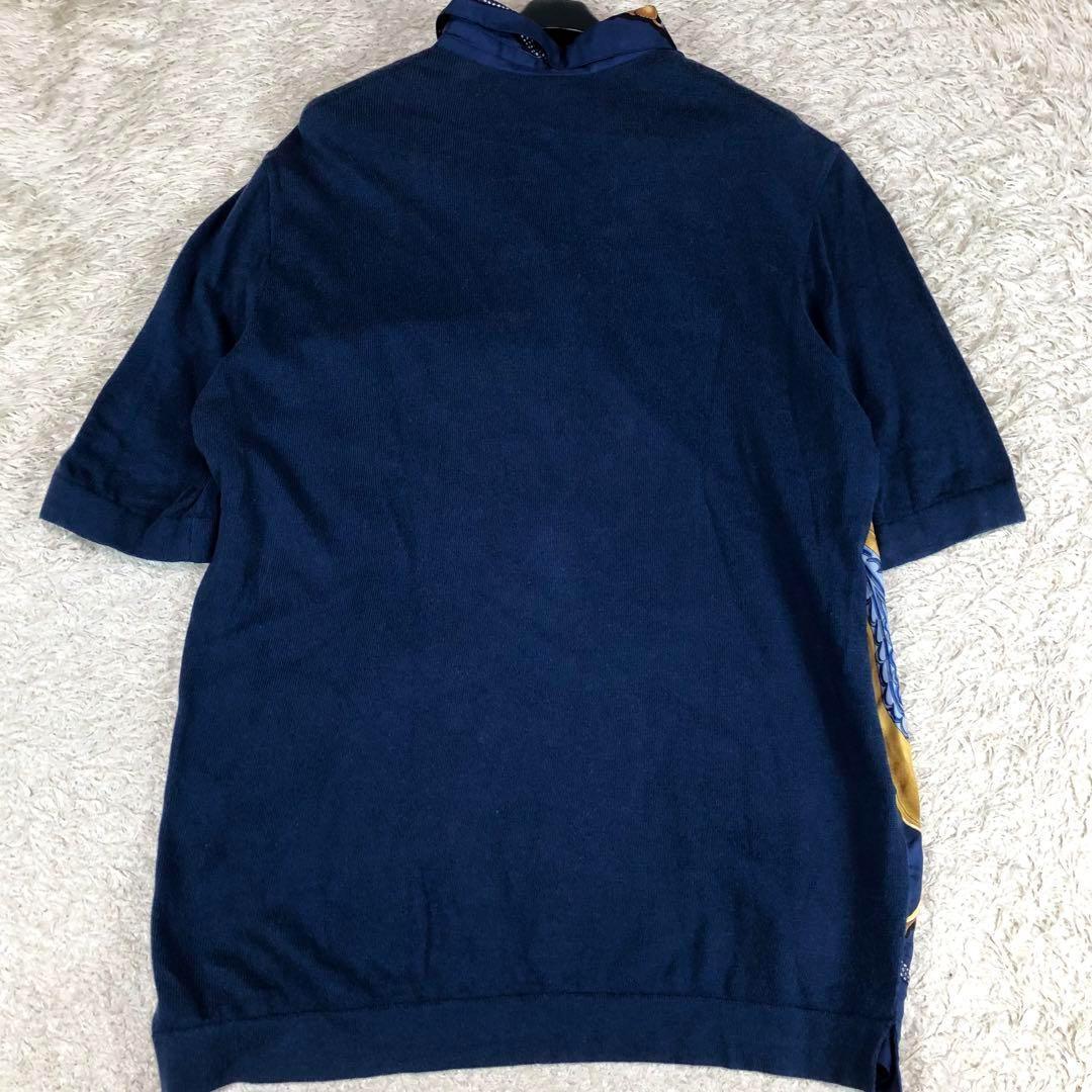 エルメス ヴィンテージ スカーフ柄 ポロシャツ ニット シルク カシミヤ M