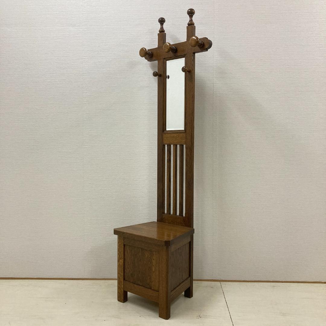 【飛騨産業】キツツキ　ハンガーラック　ポールハンガー　ベンチ　収納　ミラー　鏡