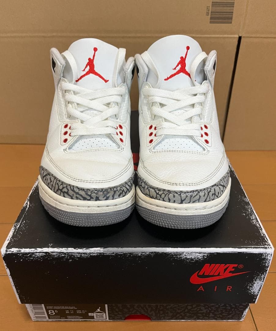 エア ジョーダン 3 レトロ　26.5　ホワイト/グレー/ブラック