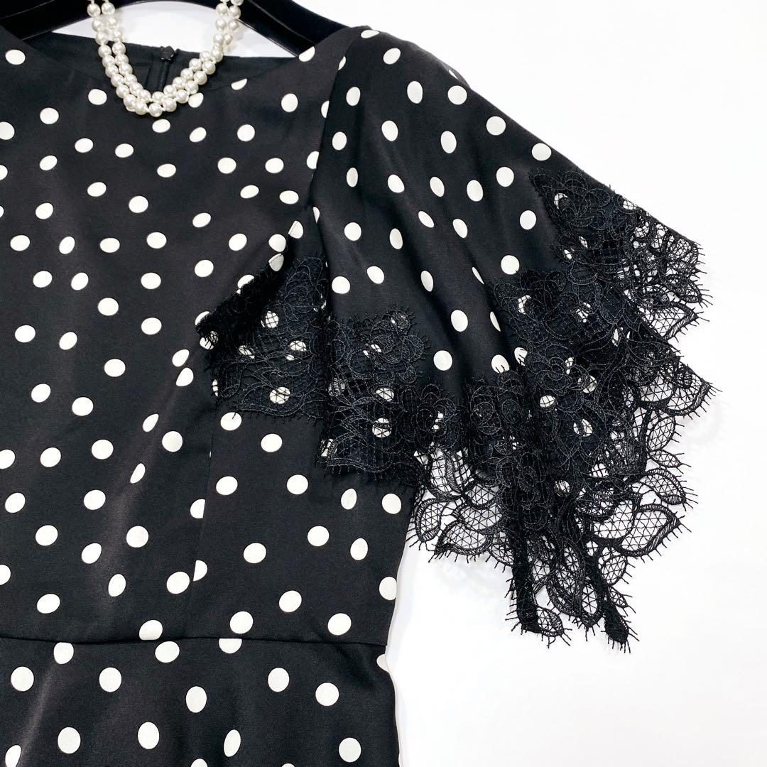 極美品✨2024SS ルルウィルビー サテンドットレースブラウス ブラック 2