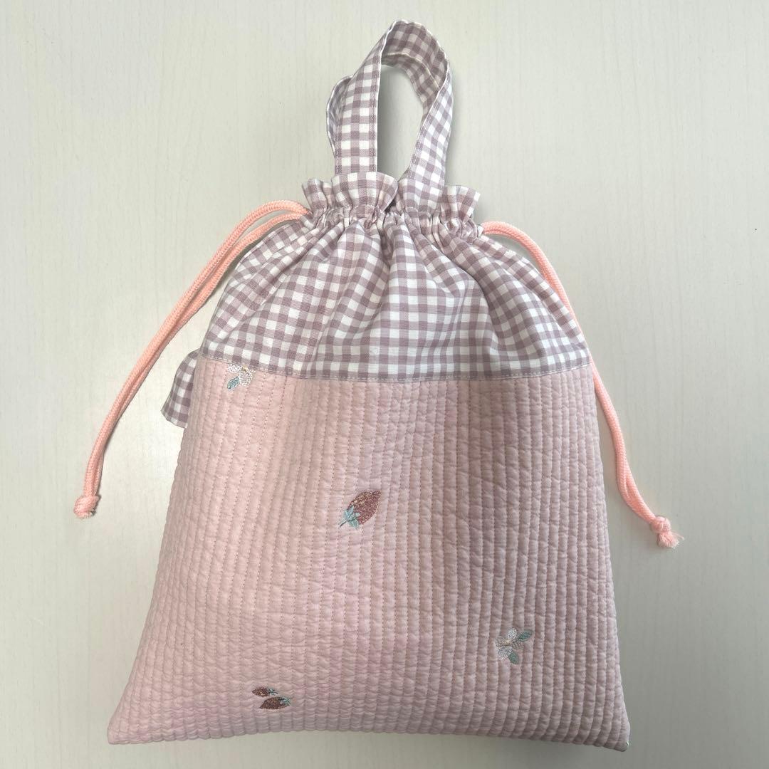 入園入学3点セット　【いちごピンクヌビ×くすみピンクチェック】　女の子