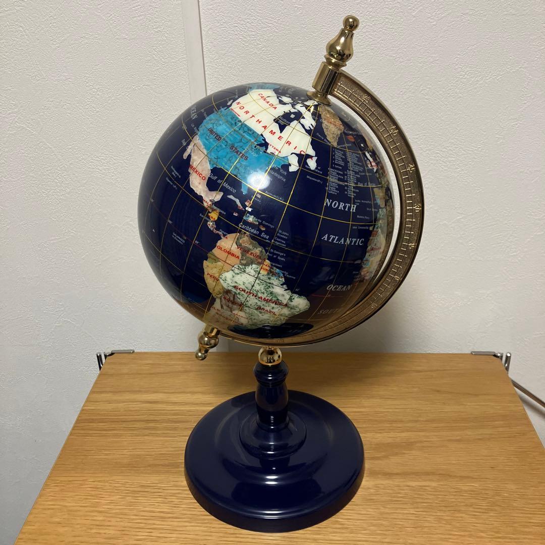 ブ*フ様 工芸品　天然石地球儀　ラピスラズリ他　パワーストーン　開運　44㌢