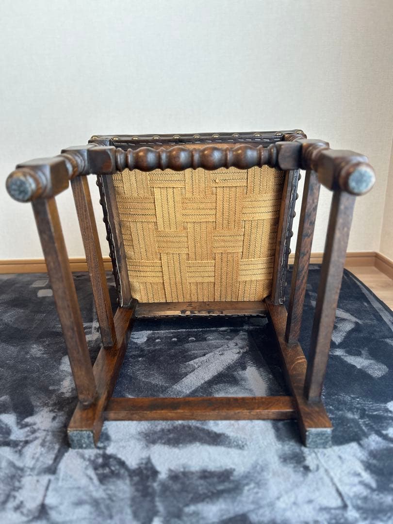 アンティーク 木製 革張り ダイニングチェア