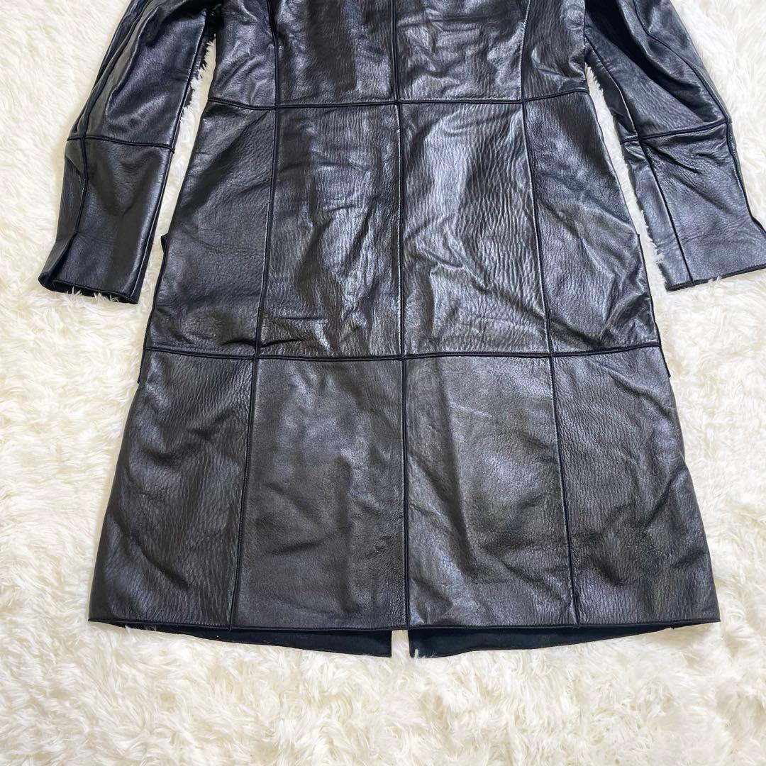 AKRIS アクリス　ラムレザー ロングコート ブラック Lサイズ