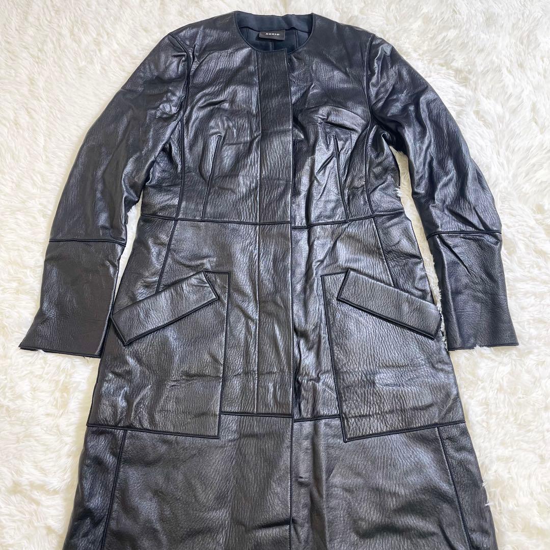 AKRIS アクリス　ラムレザー ロングコート ブラック Lサイズ