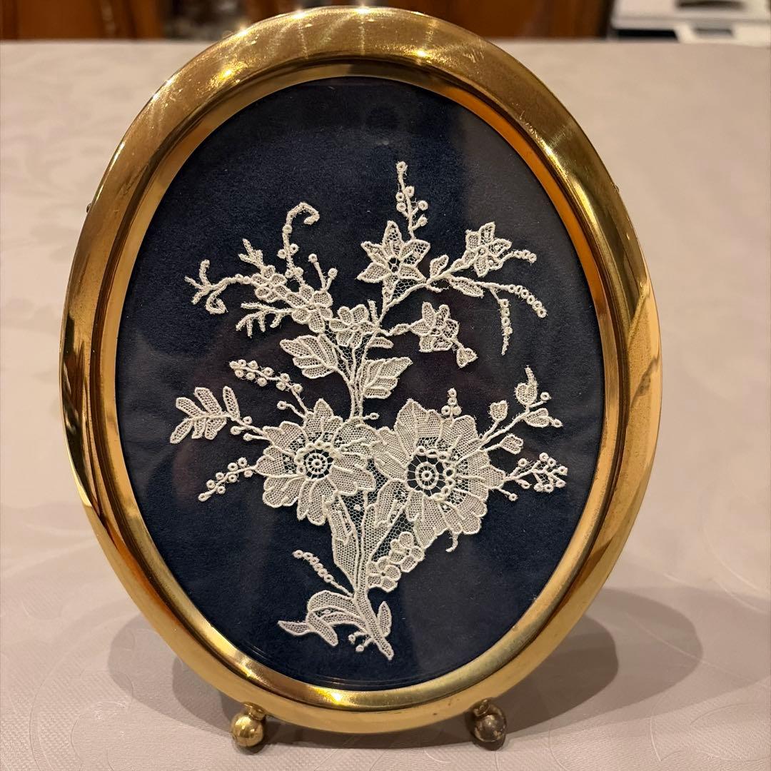 19世紀ベルギーブルージュ　アンティーク レース　ニードルポイント　鑑定証書付き