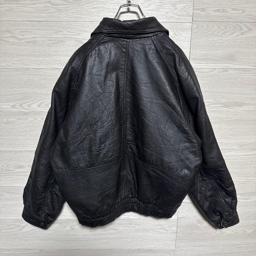 90s MARC A-2 短丈 レザージャケット 本革 キルティング 中綿 黒