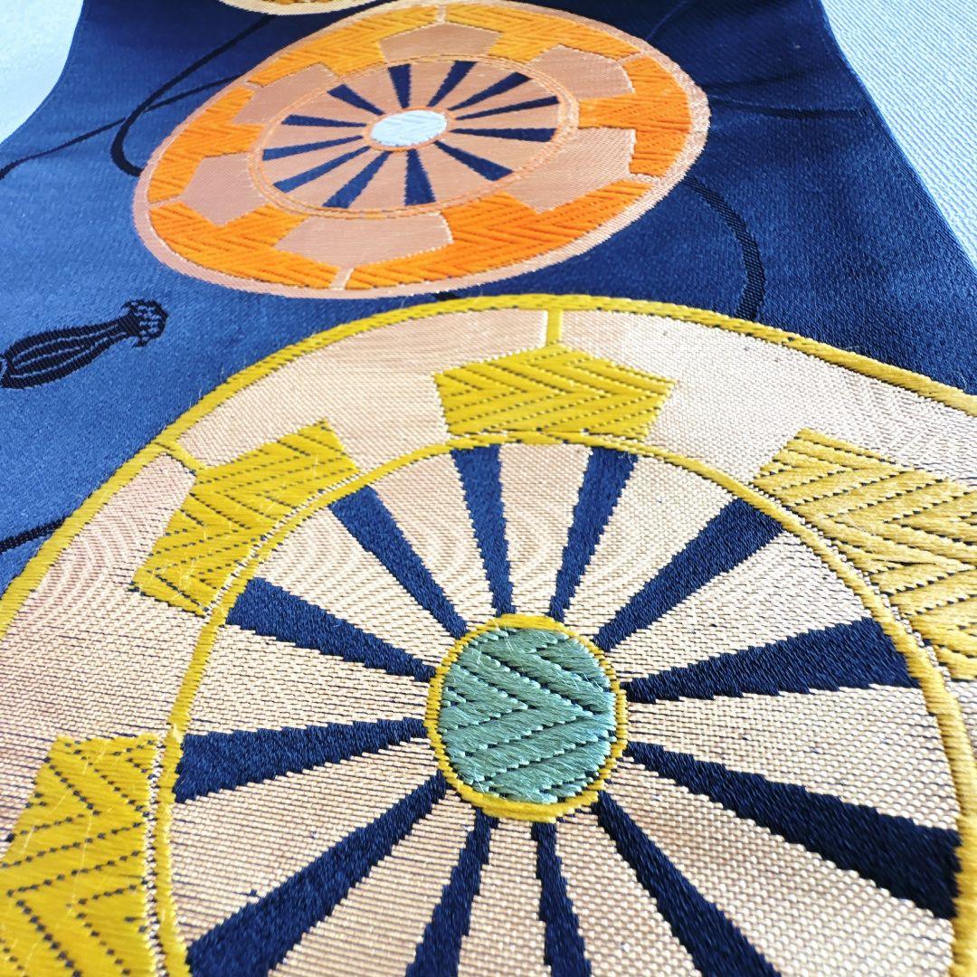 フルセット　七五三７歳女の子　黄緑地矢絣　黒地袋帯　源氏車　簡単半衿　7102