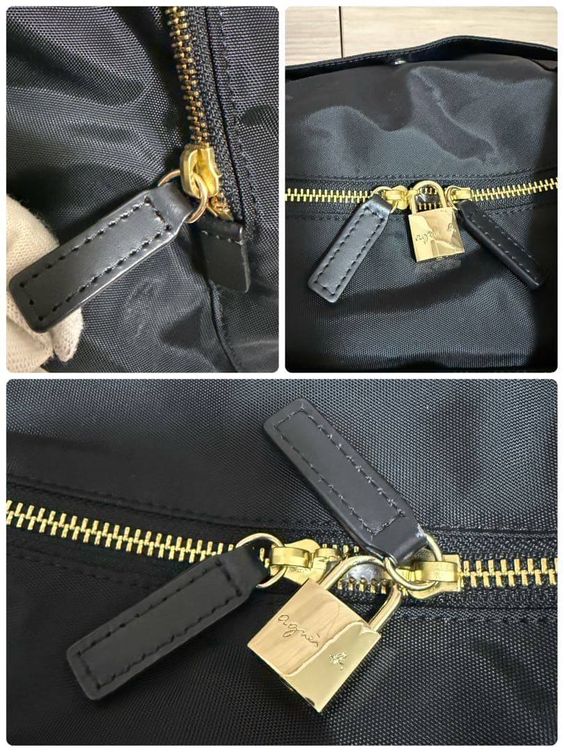 【美品】agnes b. アニエスベー 2way ボストンバッグ ナイロン 黒