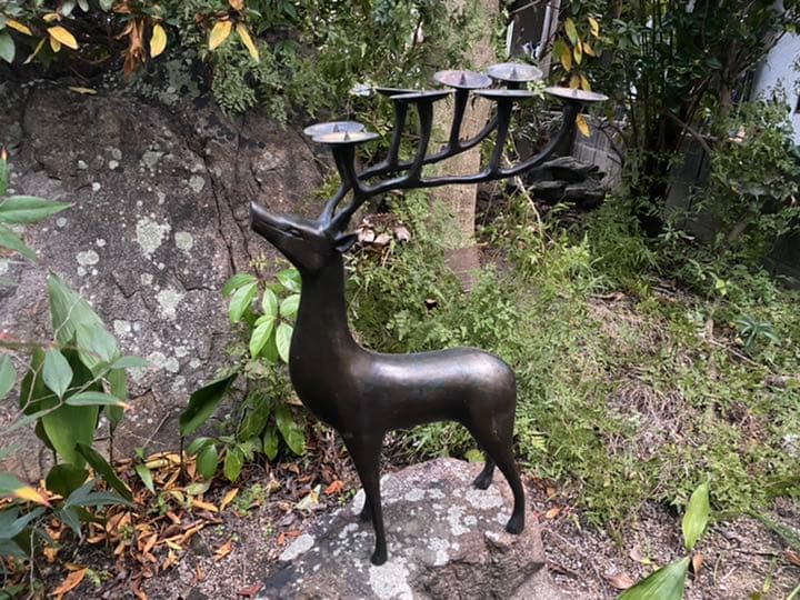 鹿　ヘラジカ　蝋燭台　キャンドルスタンド　アンティーク