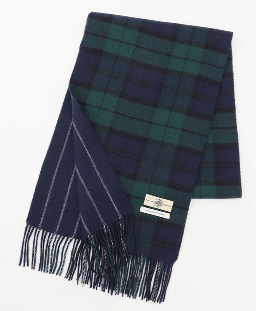 47新品J.PRESSリバーシブルカシミヤマフラーチェック×ストライプ20900