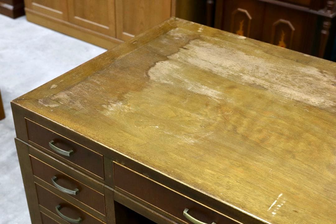 GMHK772○和製ヴィンテージ 昭和レトロ 両袖机 学習机 書斎机 アンティー