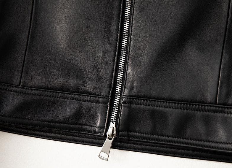 レディース上質 本革↑超ソフトなラムレザージャケット黒☆帽子付ラムレザーコート