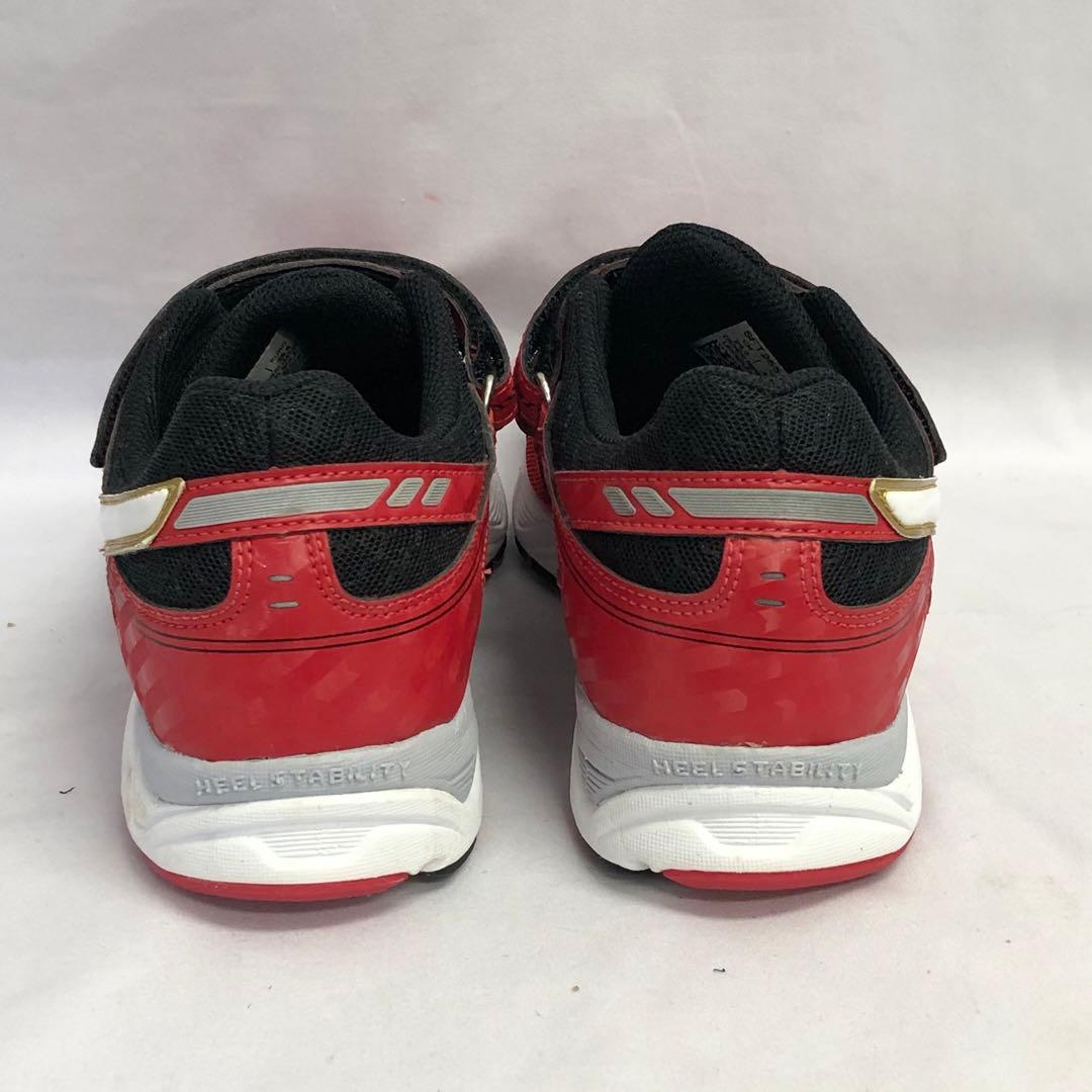 64】asics トレーニング シューズ 赤 3本ベルト 25cm アシックス
