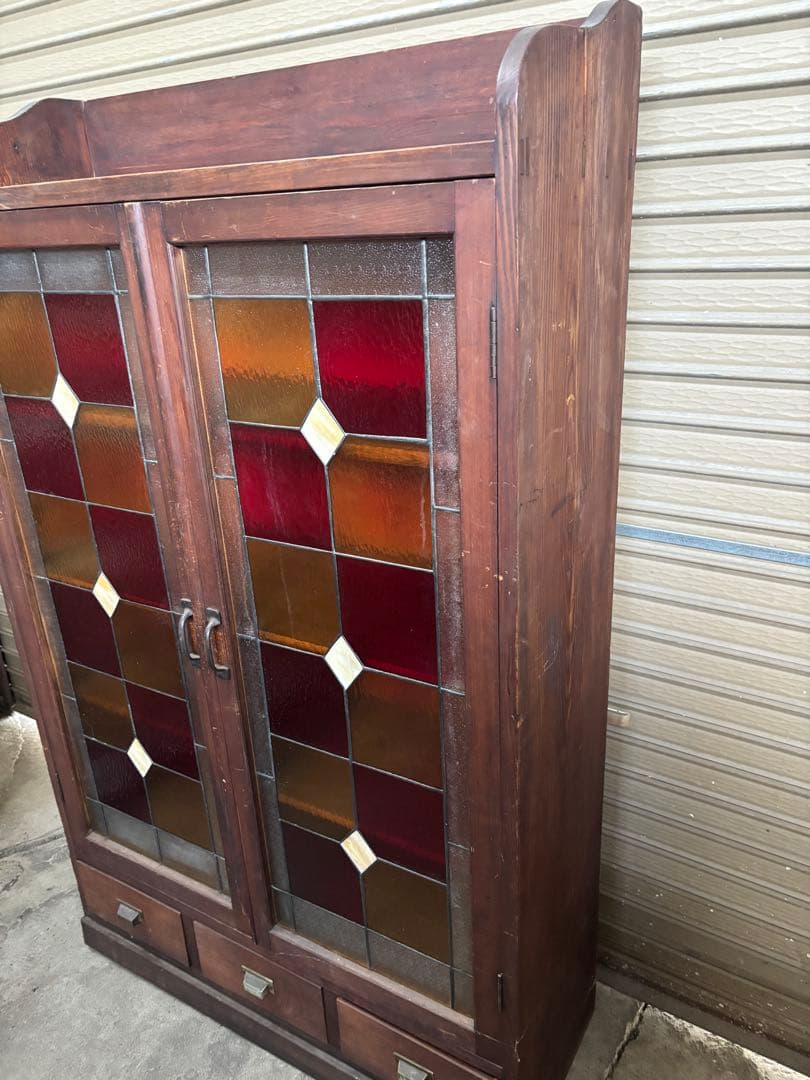 レトロ　アンティーク家具　ステンドグラス入り ハンドメイド　岐阜県揖斐郡池田町