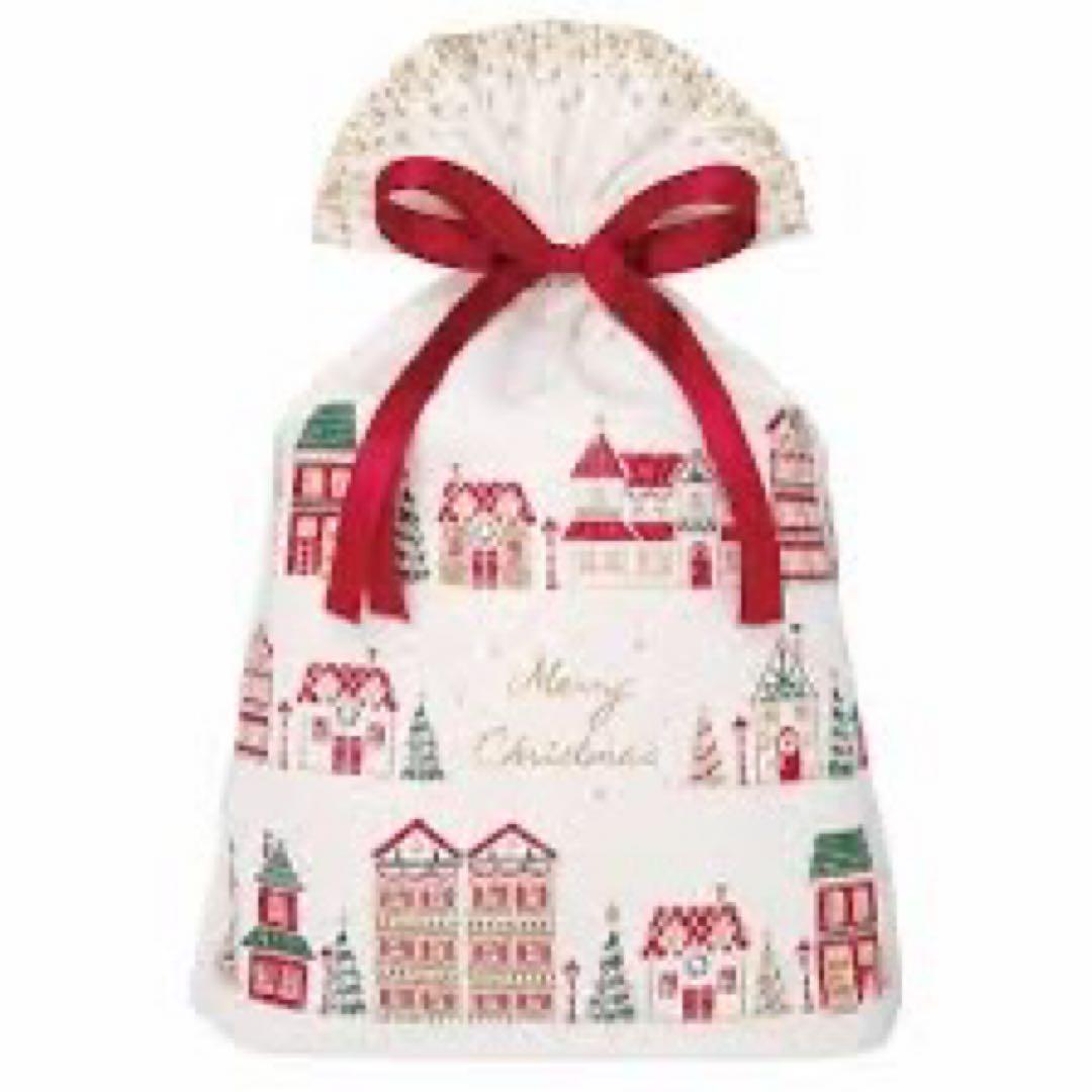 【新品未開封】インディゴ クリスマス ラッピング袋 コットンバッグ　4個売り